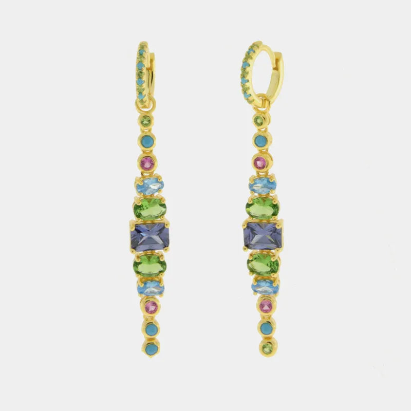 Orecchini in Argento 925 con zirconi multicolor pendente BYSIMON - gioiello BySimon