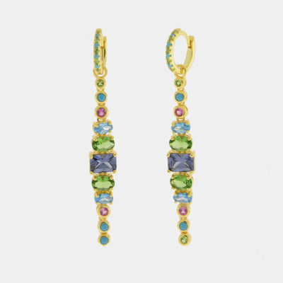 Orecchini in Argento 925 con zirconi multicolor pendente BYSIMON - gioiello BySimon