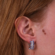 Orecchini in Argento 925 semicerchi con cristalli blu