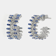 Orecchini in Argento 925 semicerchi con cristalli blu