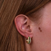 Orecchini in Argento 925 semicerchi con cristalli verdi