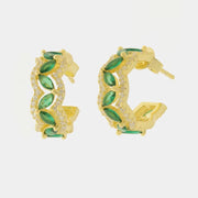 Orecchini in Argento 925 semicerchi con cristalli verdi