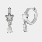 Orecchini in Argento 925 cerchietti con fiore e puntoluce pendente - BYSIMON gioielli