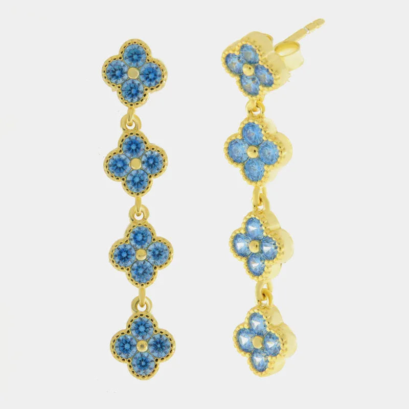 Orecchini in Argento 925 con fiori azzurri pendente