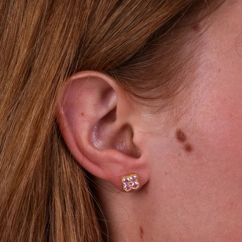 Orecchini in Argento 925 con fiore rosa - BYSIMON gioielli
