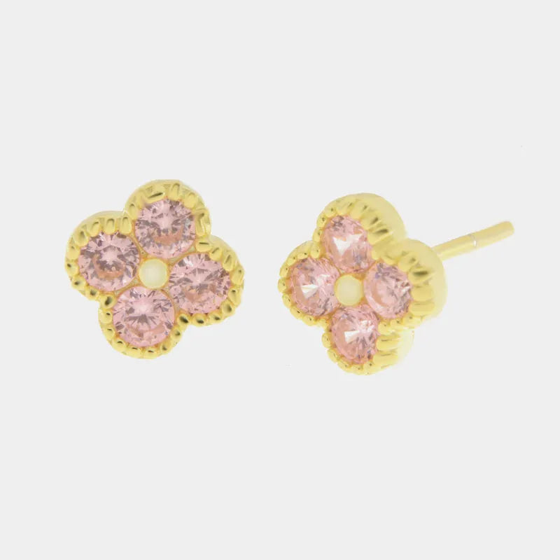 Orecchini in Argento 925 con fiore rosa - BYSIMON gioielli