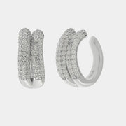 Orecchini in Argento 925 doppio semicerchio con zirconi