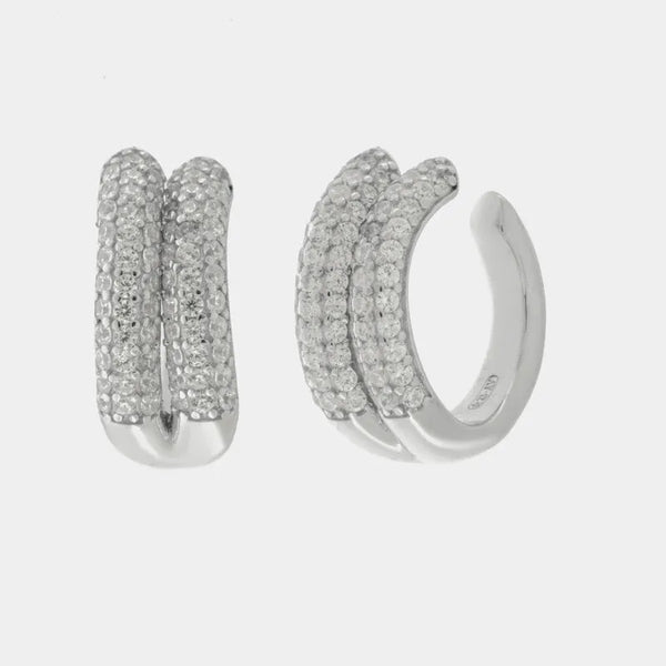 Orecchini in Argento 925 doppio semicerchio con zirconi BYSIMON - gioiello BySimon