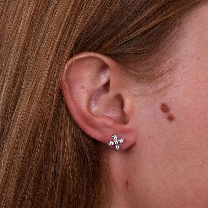 Orecchini in Argento 925 con croce di Malta in zirconi