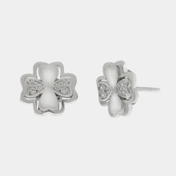 Orecchini in Argento 925 a froma di quadrifoglio e zirconi BYSIMON - gioiello BySimon