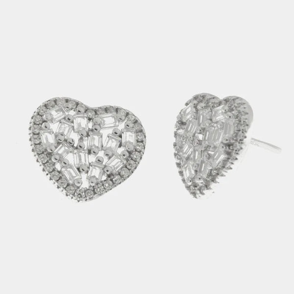 Orecchini in Argento 925 a forma di cuore con zirconi - BYSIMON gioielli