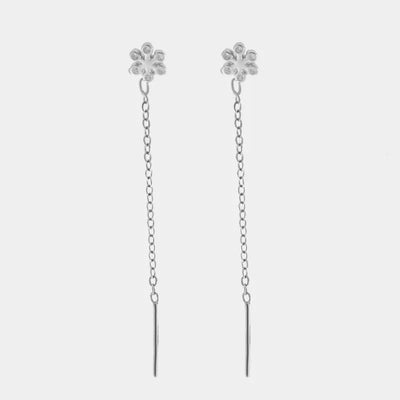 Orecchini in Argento 925 saliscendi con fiore