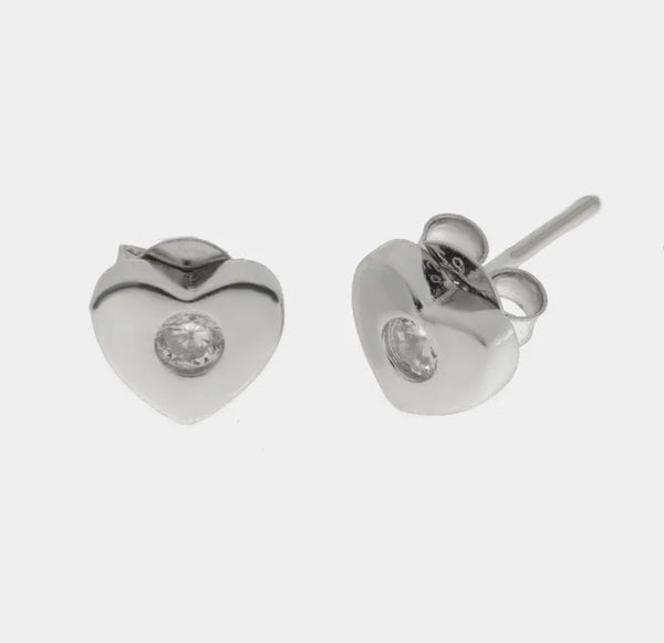 Orecchini in Argento 925 a forma di cuore con zircone - BYSIMON gioielli