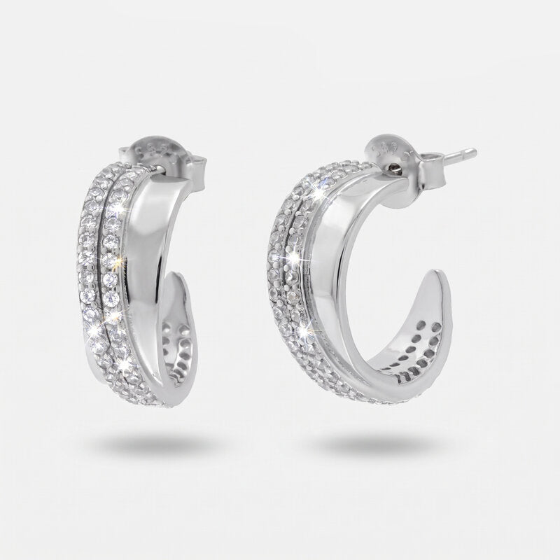 Orecchini in Argento 925 ovali con zirconi - BYSIMON gioielli