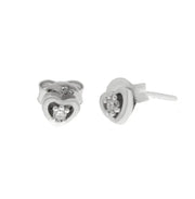 Orecchini in Argento 925 a forma di cuore con zircone centrale