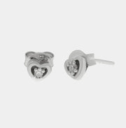 Orecchini in Argento 925 a forma di cuore con zircone centrale