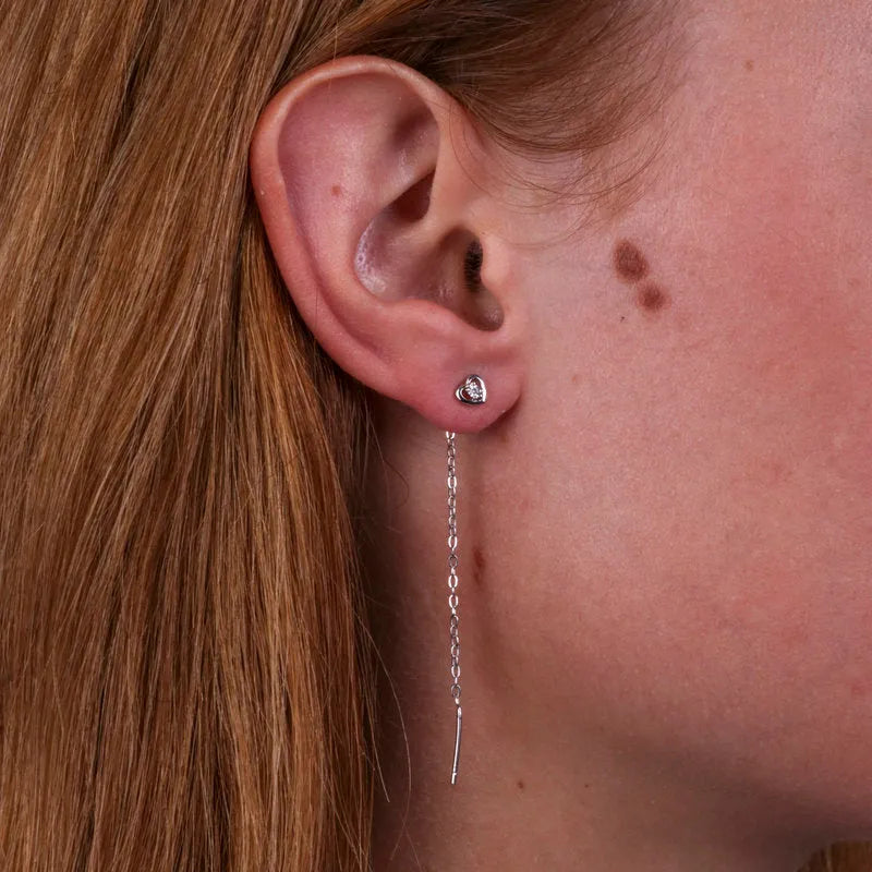 Orecchini in Argento 925 saliscendi con cuore