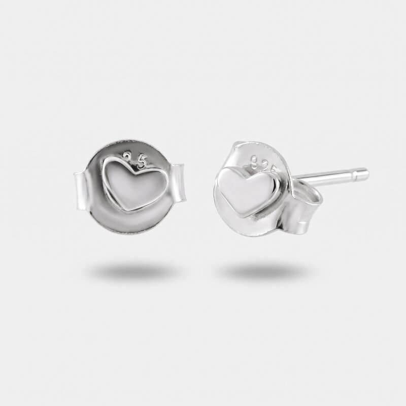 Orecchini in Argento 925 con cuore piccolo liscio - BYSIMON gioielli