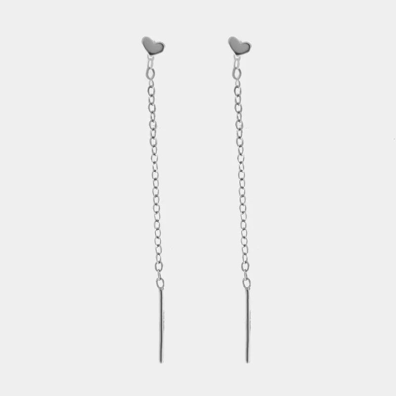 Orecchini in Argento 925 saliscendi con cuore