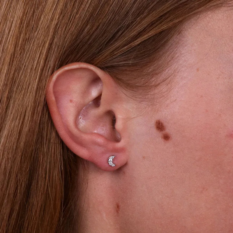Orecchini in Argento 925 luna piccola con zirconi