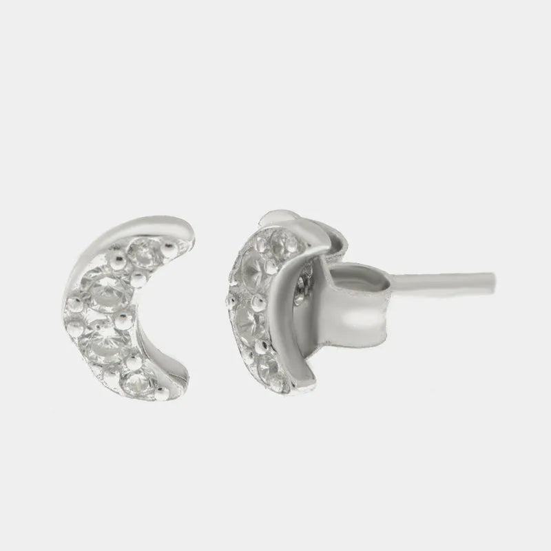 Orecchini in Argento 925 luna piccola con zirconi