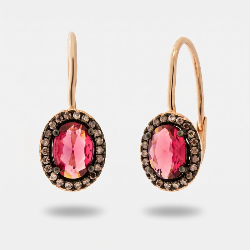 Orecchini in Argento 925 con cerchio e zircone rosso Collezione Novecento - BYSIMON gioielli
