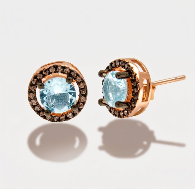 Orecchini in Argento 925 a lobo in stile antico con zircone acquamarina Collezione Novecento - BYSIMON gioielli