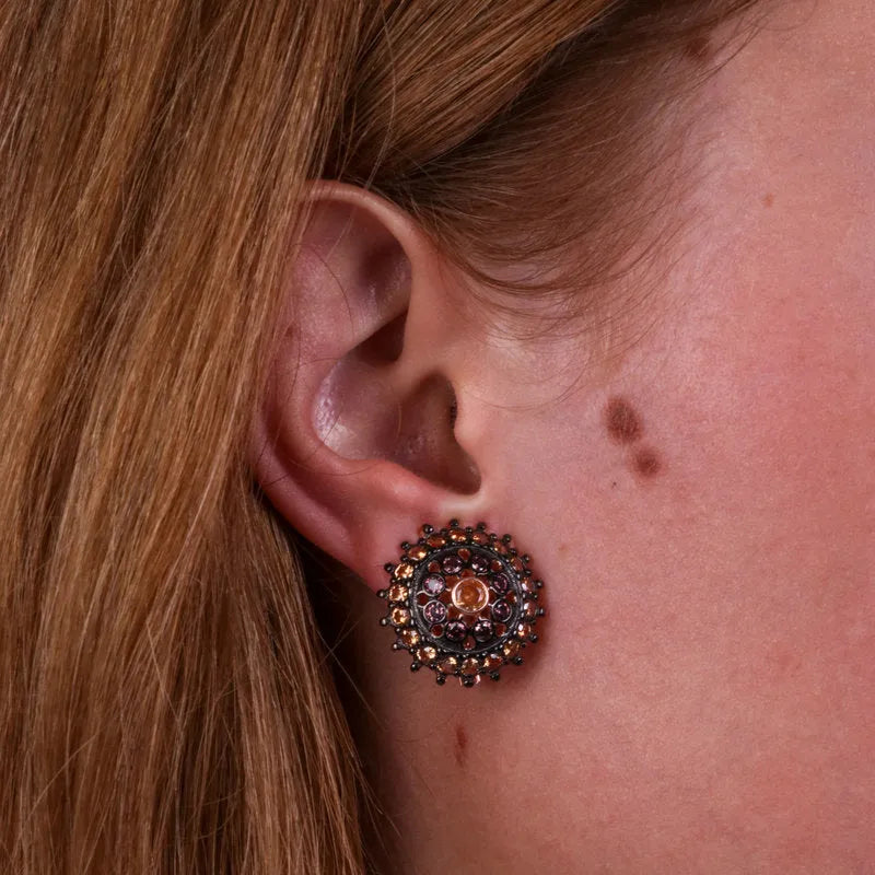 Orecchini in Argento 925 a lobo in stile antico con fiori e zirconi Collezione Novecento - BYSIMON gioielli