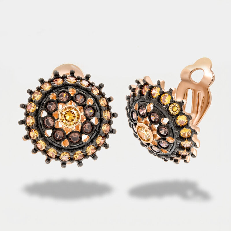 Orecchini in Argento 925 a lobo in stile antico con fiori e zirconi Collezione Novecento - BYSIMON gioielli