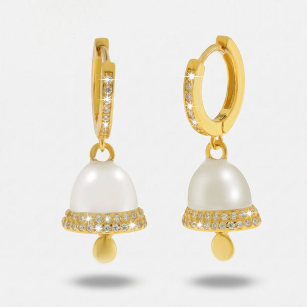 Orecchini in Argento 925 con campanella bianca e zirconi