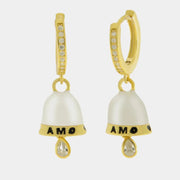 Orecchini in Argento 925 con campanella bianca con scritta AmoCapri