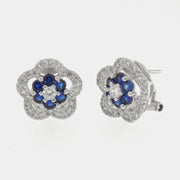 Orecchini in Argento 925 con fiore blu e zirconi