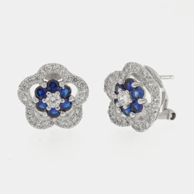 Orecchini in Argento 925 con fiore blu e zirconi SIMEONE - gioiello BySimon