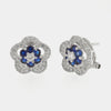 Orecchini in Argento 925 con fiore blu e zirconi