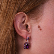 Orecchini in Argento 925 con zircone grande pendete viola