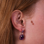 Orecchini in Argento 925 con zircone grande pendete viola SIMEONE - gioiello BySimon
