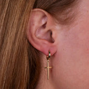 Orecchini in Argento 925 cerchietti con croce pendente