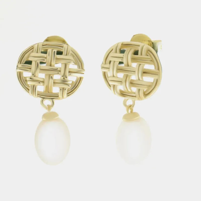 Orecchini in Argento 925 a lobo retato con perla pendente