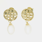 Orecchini in Argento 925 a lobo retato con perla pendente