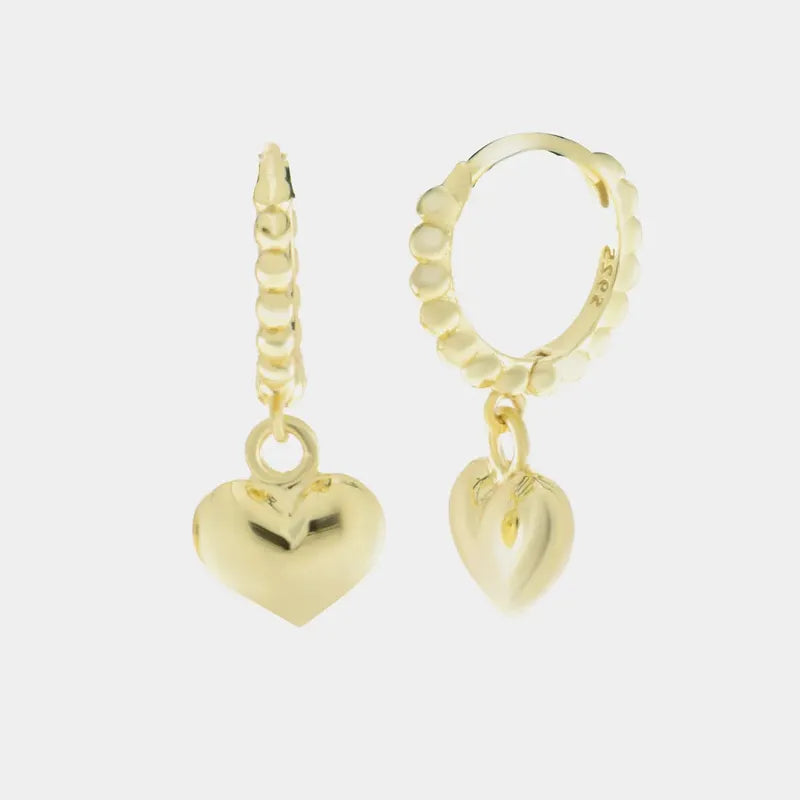 Orecchini in Argento 925 cerchietti incrociati con cuore pendente