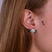 Orecchini in Argento 925 con fiore azzurro e zirconi