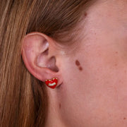 Orecchini in Argento 925 con cuore rosso e zirconi