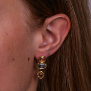 Orecchini in Argento 925 con zirconi rosa e verde pendenti