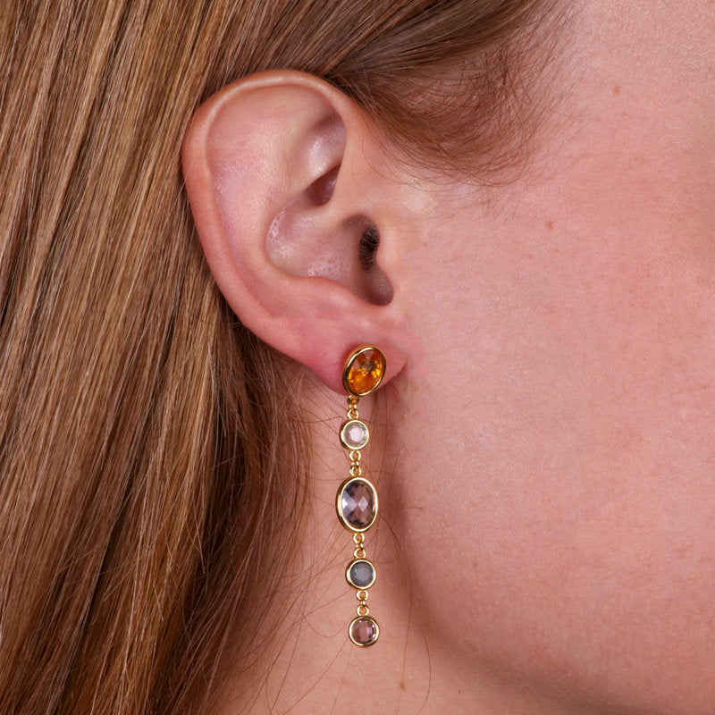 Orecchini in Argento 925 a lobo con zirconi pendenti