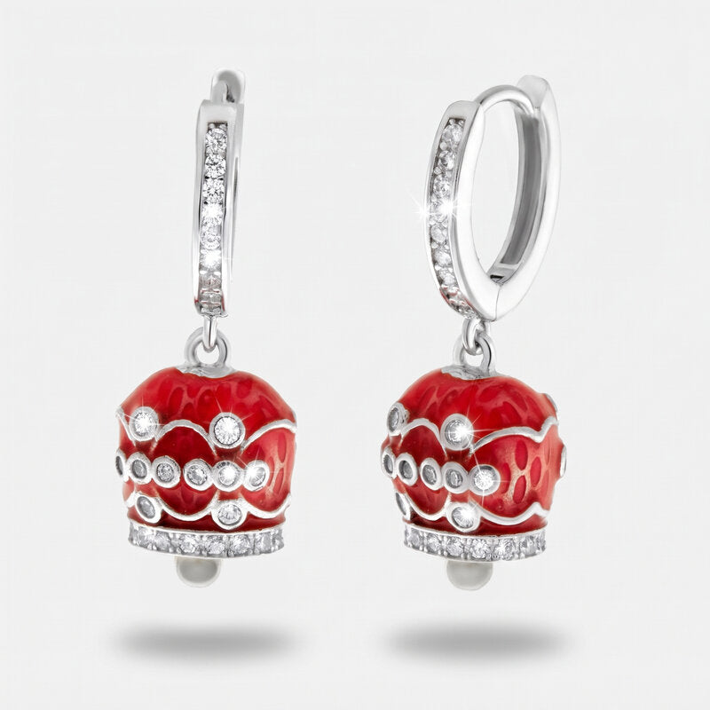 Orecchini in Argento 925 con campanella arancio