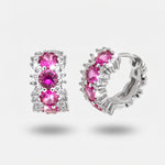 Orecchini in Argento 925 a cerchio con zirconi viola - BYSIMON gioielli