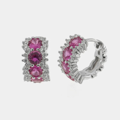 Orecchini in Argento 925 a cerchio con zirconi viola - BYSIMON gioielli