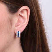 Orecchini in Argento 925 a cerchio con zirconi blu