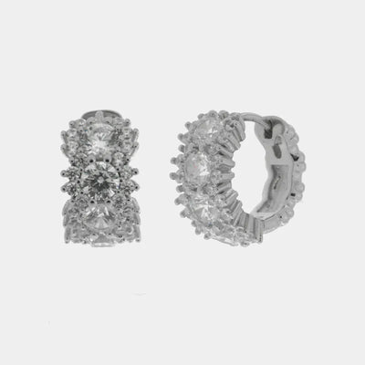 Orecchini argento 925 a cerchio con zirconi - BYSIMON gioielli