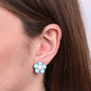 Orecchini in Argento 925 con fiore turchese a lobo